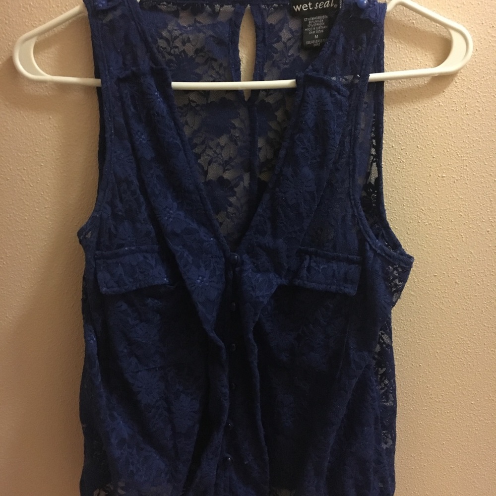 Wet Seal Blue Lace Vest